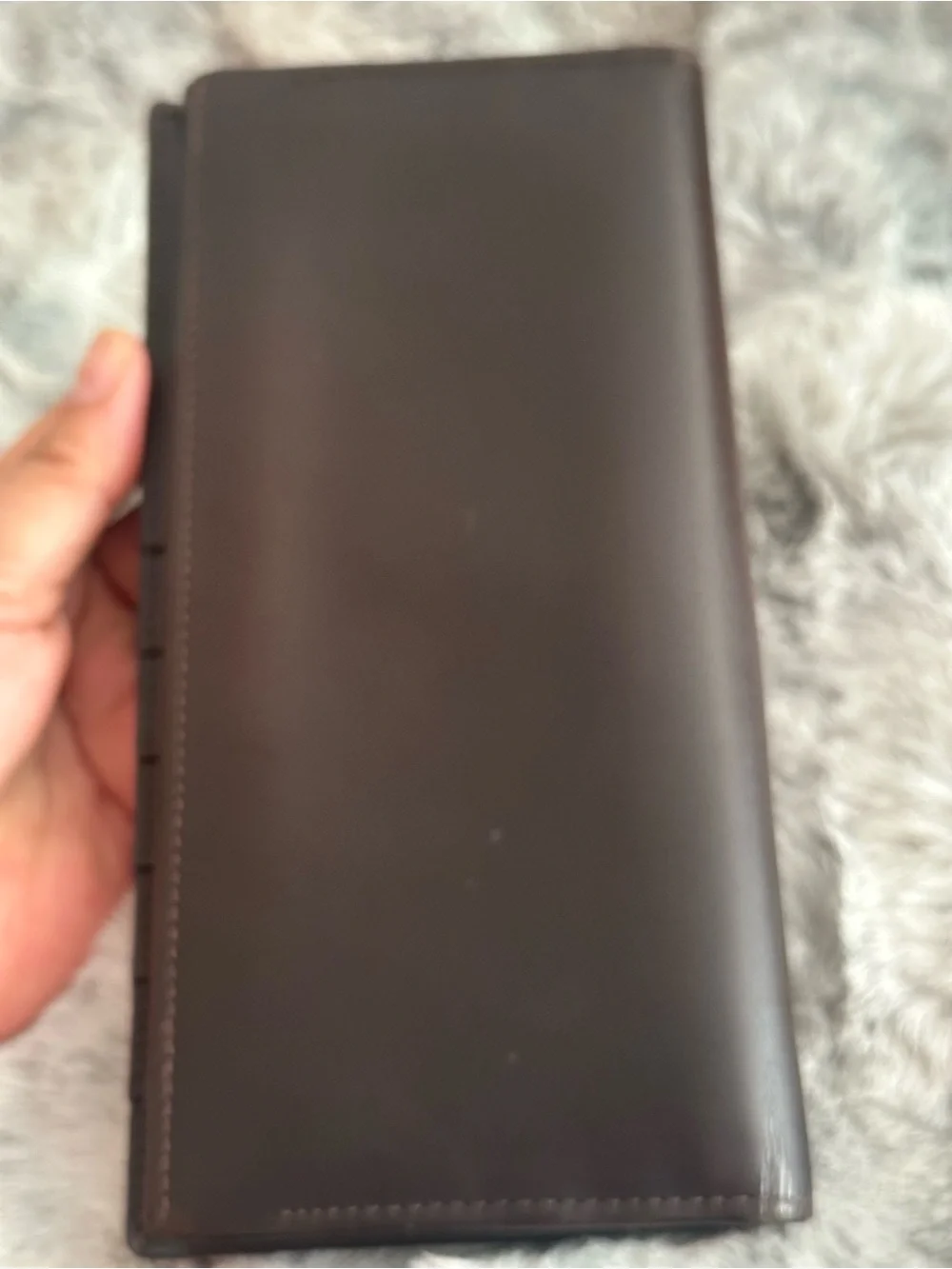 Paul Smith Dark Brown Leather Long Wallet for Men with Signature Stripe